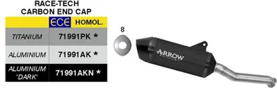 Image de Échappement ARROW Race-Tech Slip-On noir en aluminium homologué pour CF Moto 800 MT