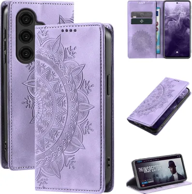 Produktbild von Mandala Handyhülle für Samsung Galaxy S26 RFID Schutz Klapphülle Case Cover Design Schutzhülle Farbe: Violett