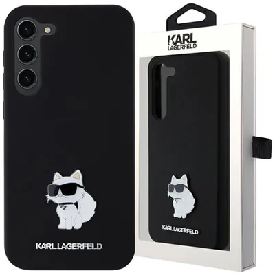 Produktbild von Karl Lagerfeld KLHCS24SSMHCNPK S24 S921 schwarz hardcase Silicone Choupette Metal Pin Schutzhülle