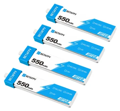 Image de Batterie BETAFPV LiHv 1S 3,8V 550mAh 40C avec connecteur BT2.0 (lot de 4)