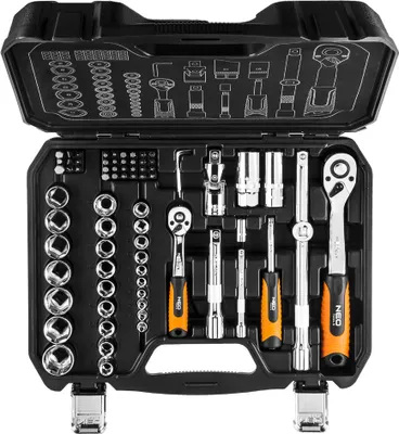 Obrázok produktu pre Nástrčné kľúče 1/2", 1/4", sada 73 kusov, CrV
