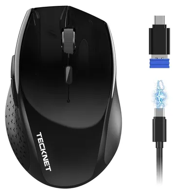 Immagine prodotto di Mouse Bluetooth PRO, wireless, 2 connessioni Bluetooth, 5.0, 2400 MHz, 6400 DPI, mouse wireless, vernice nera