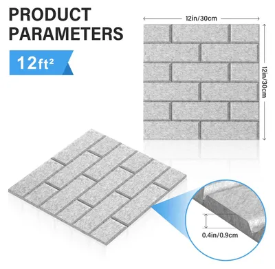 Zdjęcie produktu dla Panele akustyczne 30 x 30 x 0,9 cm, 12 sztuk, samoprzylepne, tłumienie hałasu, do studia nagrań