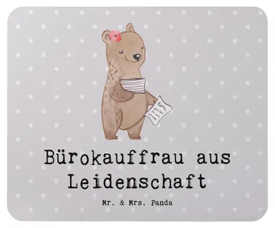 Produktbild von Mr. & Mrs. Panda Mauspad Bürokauffrau Leidenschaft - Grau Pastell - Geschenk, Spruch, computermatte, Mouse Pad, Beruf, Mousepad, gummi, Ausbildung, Lustig, laptop