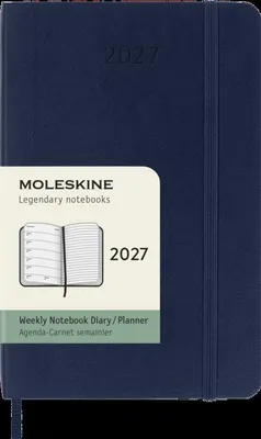 Immagine prodotto di Calendario settimanale 12 mesi tascabile A6 1 settimana per pagina, formato orizzontale, copertina morbida, colore zaffiro, 2027