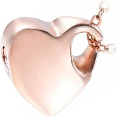 Produktbild von Luxe Ascheanhänger mit Kette für Asche, Haare oder Parfum - Gedenkschmuck mit Asseinsatz und Aufbewahrungstasche - Herzform