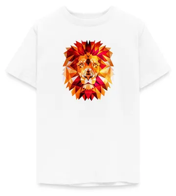 Produktbild von Spreadshirt Löwe Polygon Löwenkopf König Der Tiere Teenager T-Shirt, 134/146 (9-11 Jahre), Weiß