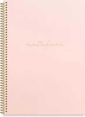 Produktbild von Notizbuch A4 liniert, pink, mit Kartoneinband, Spiralbindung und Goldfoliendetails