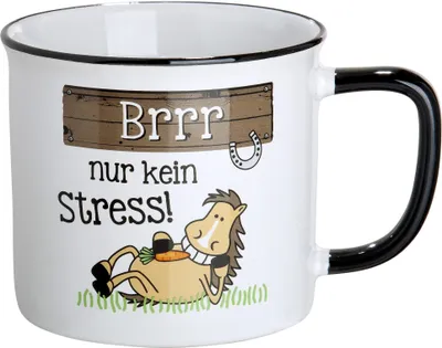 Produktbild von GILDE 1 Kaffeebecher Brrr nur kein Stress Keramik Tasse 390 ml Pferd
