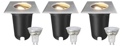 Produktbild von Ledvion 3er Set LED Bodenstrahler Außen IP67 3W 230V 345Lm 2700K GU10 weiss