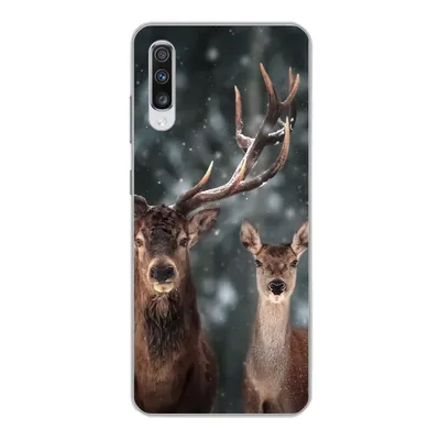 Produktbild von MuchoWow® Handyhülle Schutzhülle Hülle für Samsung Galaxy A70 Hirsche - Tiere - Winter - Geweih - Schnee - Natur Silikon Softcase Handy Hülle - Schutzhaube