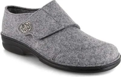 Immagine prodotto di Berkemann Jarla, pantofola da donna, feltro grigio chiaro, chiusura a velcro, plantare estraibile 3558-652 38