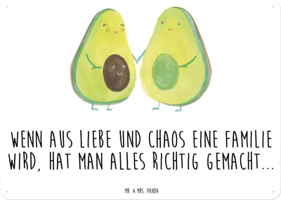 Produktbild von Mr. & Mrs. Panda tafel Avocado Pärchen DIN A3 - Weiß - Geschenk, Blechschild, Babyparty, Kinder, Retro, Dekoschild, Schwangerschaft, Wandbild, Schild, Familie