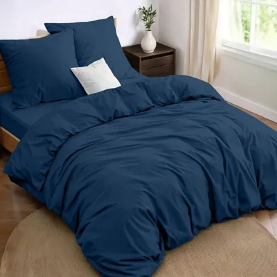 Productafbeelding van TRANKIELO® - Beddengoedset 240x220 cm + Hoeslaken 180x200 cm - Microvezel -  - Donkerblauw