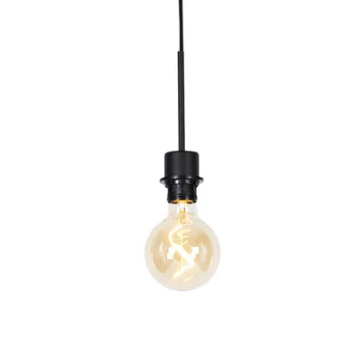 Produktbild von QAZQA - Moderne Hängelampe I Pendellampe I Pendelleuchte schwarz ohne Schirm - Combi 1 I Schlafzimmer - Stahl Rund - LED geeignet E27