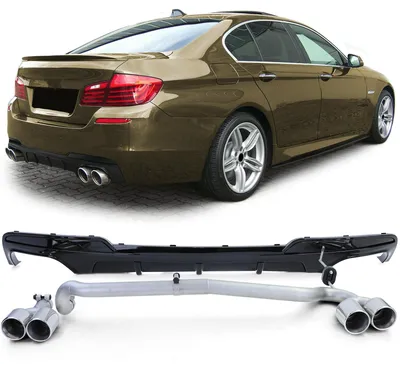 Für BMW F10 F11 10-17 Stoßstange Heckdiffusor Schwarz Glanz Duplex Endrohr Umbau in der Farbe Schwarz von Carparts-Online GmbH
