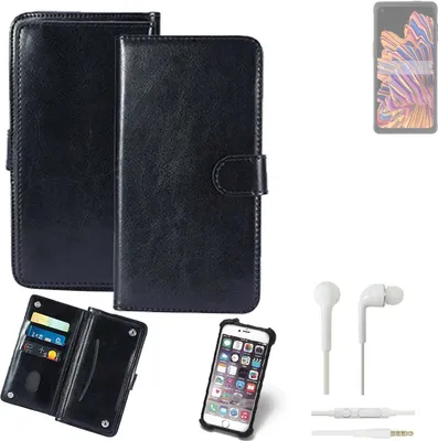 Produktbild von K-S-Trade 360° Hülle kompatibel mit Samsung Galaxy XCover Pro inkl. Headphones schwarz Kunstleder Case BookCase WalletCase Kunstlederederhülle