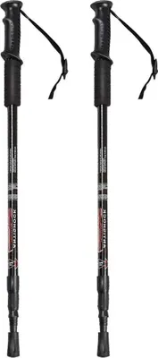 Produktbild von Nordic Walking Stöcke - Teleskopische Trekkingstöcke - Verstellbar 65–135 cm - Aluminium - Kunststoffgriffe - 1 Paar - Schwarz