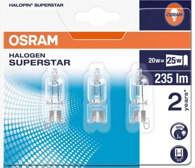 Produktbild von Osram G9 Halogen Stecklampe 25W 235lm 2700K Warmweiß 230V Dimmbar 3 Stück