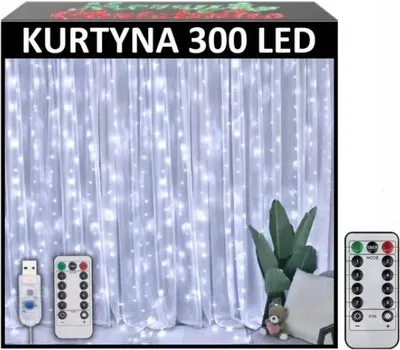 Productafbeelding van LED-lichtgordijn, koude kleuren, 200 LED's, USB-aansluiting, 3x2 meter, ijspegels + afstandsbediening