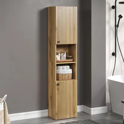 Zdjęcie produktu dla trendteam szafka łazienkowa wysoka Pure Bliss Evoke dąb melamina szer./wys./gł. ok. 40/186/31 cm