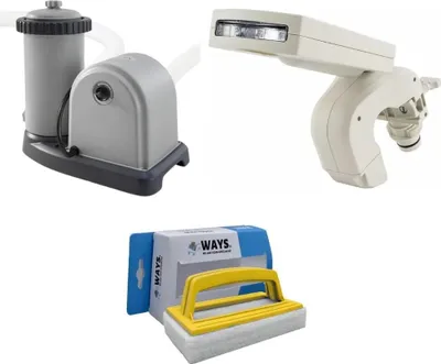 Produktbild von Intex - Wasserfontäne & Filterpumpe 5678 L/u & WAYS Scheuerbürste