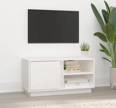 Produktbild von "Rabatt" TV-Schrank - Fernsehschrank - TV-Lowboard - Weiß 80x35x40,5 cm Massivholz Kiefer - TV-Schränke CC21173