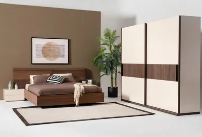 Produktbild von Schlafzimmer Möbel Set Bett + 2x Nachttische Kleiderschrank Schrank 4tlg