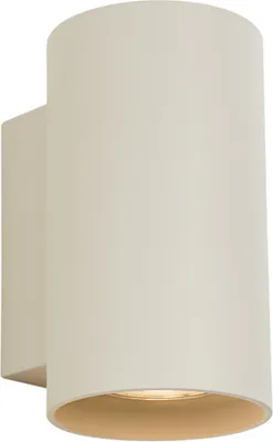 Produktbild von QAZQA - Moderne Wandleuchte Beige GU10 50 mm rund 2-flammig - Sandy I Wohnzimmer I Schlafzimmer - Aluminium Rund - LED geeignet GU10