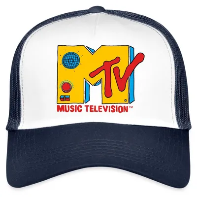 Produktbild von Spreadshirt MTV Music Television Radio-Logo Trucker Cap, One size, Weiß/Navy