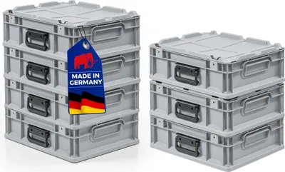 Produktbild von SuperSparSet 7x Eurobox NextGen Portable  Germany | HxBxT 13,5x30x40cm | 11 Liter | Grau | Eurobehälter, Transportbox, Transportbehälter, Stapelbehälter