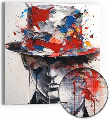 Produktbild von DEQOART Hybrid Leinwand Bild 50x50 cm 'Farben des Selbst' Wandbild Glas flach modern