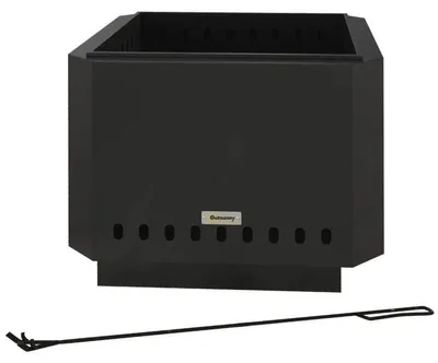 Obrázok produktu pre Krb na drevo s bezdymovým spaľovaním – štvorcový | Farba: Čierna | Rozmery: 48x48x41 cm