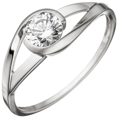 Produktbild von Ring Damenring aus 333 Gold Weißgold teilmattiert mit Zirkonia weiß Fingerring Innenumfang 60mm  Ø19.1mm