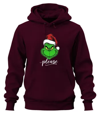 Obrázek produktu pro Grinch please Christmas gnome funny gift Christmas Grinch uni hoodie mikina s kapucí, Burgundy, M