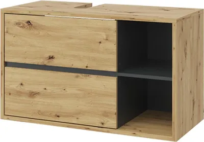 A product shot of a bathroom vanity cabinet.