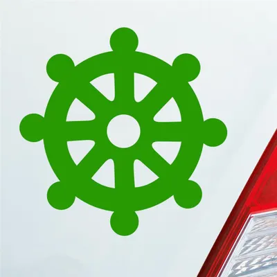 Produktbild von Auto Aufkleber Dharmachakra Buddha Rad Zeichen 10x10 cm Hellgrün Sticker Heckscheibenaufkleber