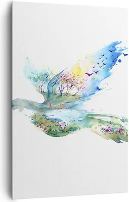 Produktbild von Bild auf Leinwand - Leinwandbild - Einteilig - Abstraktion Vogel Natur Bewegung - 80x120cm - Wand Bild - Wandbilder - Leinwanddruck - Wanddekoration - Leinwand bilder - Wandbild - PA80x120-3032