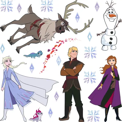 Zdjęcie produktu dla Disney Naklejka na ścianę Mrożony niebieskim,brązowymIfioletowym - 600231 - 30 x 30 cm