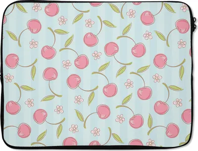 Produktbild von MuchoWow® Laptop Hülle 17 Zoll Laptoptasche Muster - Kirschen - Sakura - Zipper - Schutzabdeckung