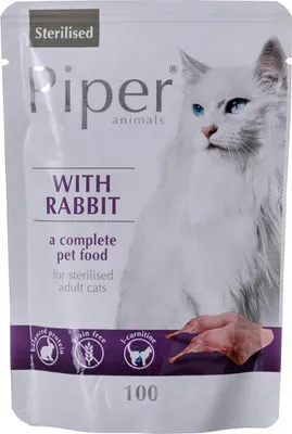 Image de PIPER CAT STERILISED 100g sachet de lapin pour chats stérilisés, 40459