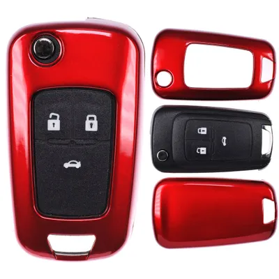 Produktbild von Auto Schlüssel Kunststoff Hülle ABS Plastik Schutz Cover Rot kompatibel mit Opel Astra J Corsa D Meriva Insignia Zafira Adam Klappschlüssel