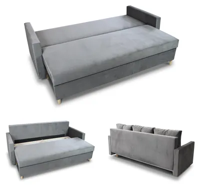 Produktbild von Schlafsofa Rico - Sofa mit Bettkasten, Couch mit Schlaffunktion, Bettfunktion, Bettsofa mit Bonell-Ferderkern, Velours (Grün (Kronos 19))