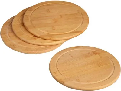 Produktbild von KESPER Fleischteller 4er Set, Bambus, -, mit Saftrille, ø 25 cm, 1,3 cm stark, robust & nachhaltig – 5844215
