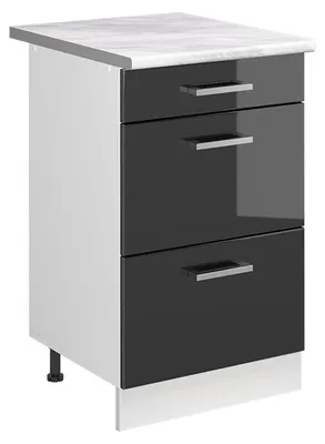 Immagine prodotto di Mobiletto base per cucina Vicco R-Line Antracite lucido/Bianco 50 cm piano di lavoro Marmo, Model 69665