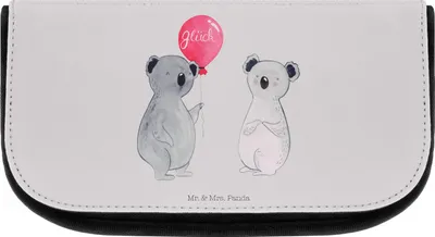 Produktbild von Mr. & Mrs. Panda Kulturtasche Koala Luftballon - Grau Pastell - Geschenk, Organizer Tasche, Kosmetiktasche, Kulturbeutel, Party, Geburtstag, schmink