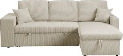 Produktbild von Ecksofa reversibel aus Cord mit Schlaffunktion "Axel" - 3-Sitzer - Beige