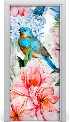 Produktbild von Tulup Türaufkleber 95x205 cm Dekorative Aufkleber Selbstklebend Wasserdichte Tapete Abnehmbar Schlafzimmer Wohnzimmer Wohnkultur - Blumen und Vögel