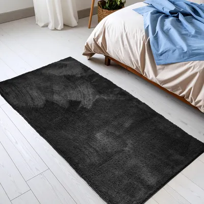 Image de Tapis Garronda pour salon, noir, 80 x 150 cm – Tapis à poils courts pour chambre à coucher et chambre d'enfant, tapis de couloir et de chambre d'enfant GD-0145