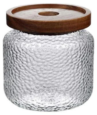 Glas-Vorratsdose 500 ml mit Akazienholzdeckel, luftdicht